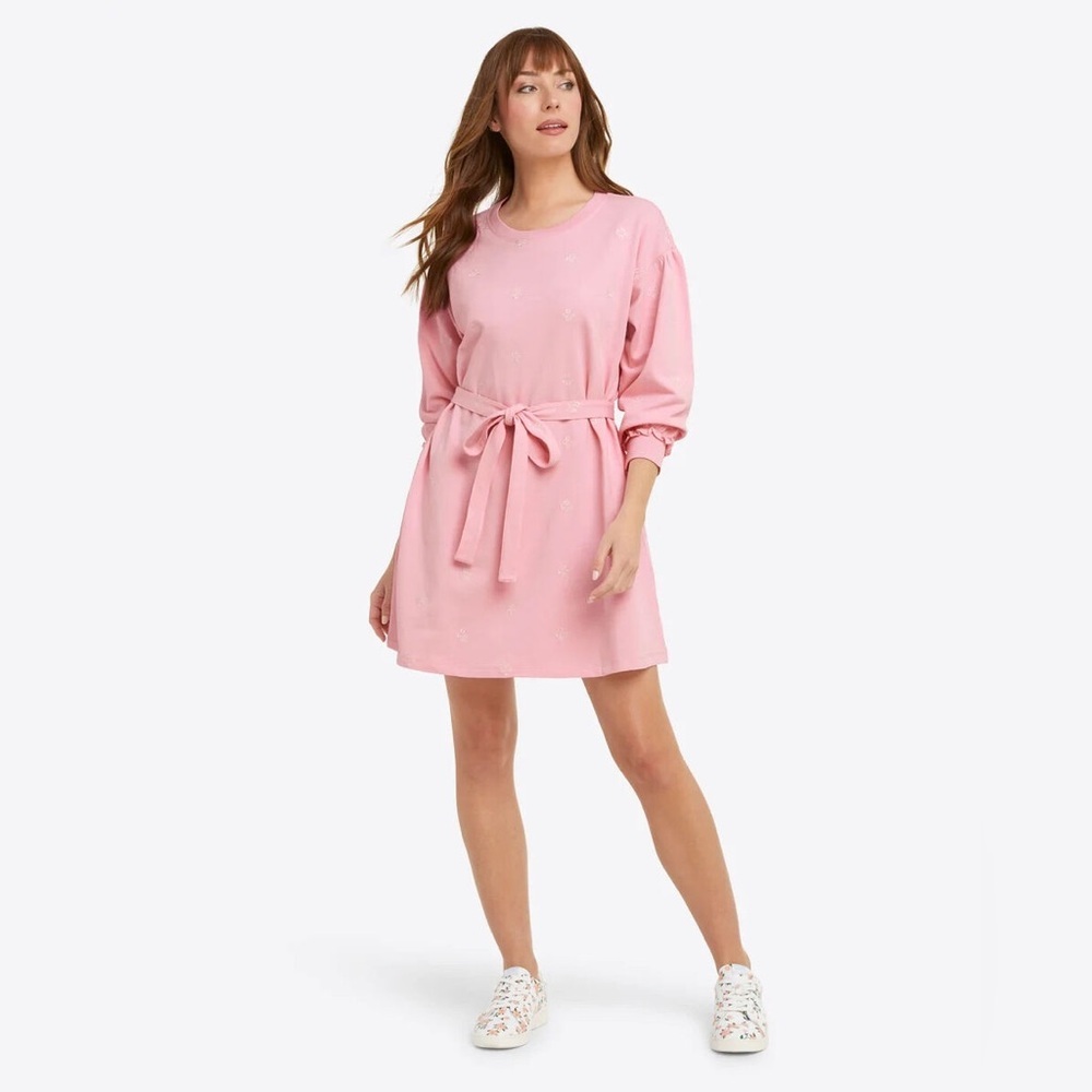 NEW Draper James, Bobbie Embroidered Sweatshirt Dress, Lt Pink, Large - Picture 4 of 7